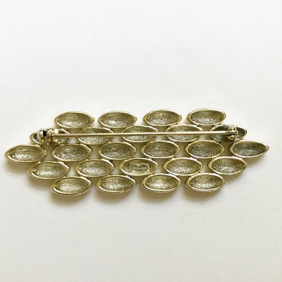 Givenchy Gold Tone Hexagonal Oval Pattern Brooch - Picture 6 of 7